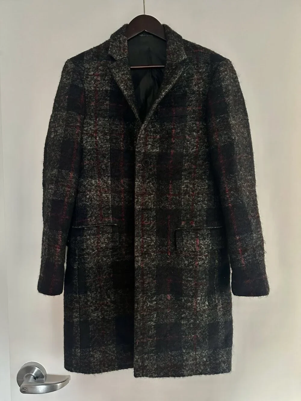 Club Monaco Plaid Wool Topcoat - Small - Picture 2 of 7